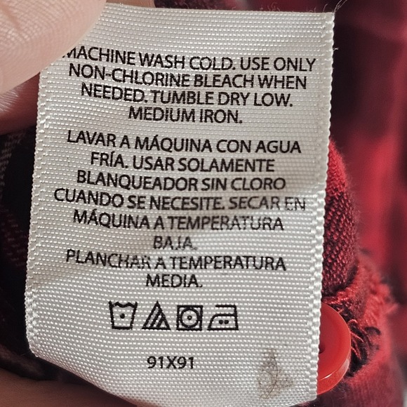 Time and Tru Flannel Shirt Womens Large Red Black Plaid Pocket Cotton Roll Tab L - Picture 9 of 13